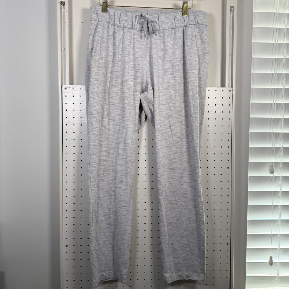 Lululemon On The Fly Pants Womens 10 Gray Space Dye Drawstring Waist Performance